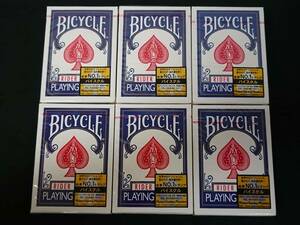 【G390】BICYCLE　RIDER BACK　PLAYING CARDS　未開封　6点セット　まとめ売り　青　レア　デック　トランプ　カード　マジック　手品