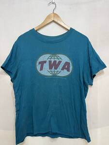 TWA(Trans World Airlines)航空　コットンTシャツ　2X アメリカ買い付け古着　フッション　エアライングッズコレクション