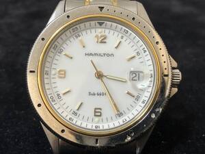 〇☆　HAMILTON　ハミルトン　 9774 白文字盤 デイト コンビカラー QZ メンズ 稼働品　腕時計　管BDAAA