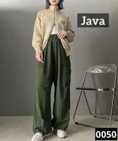 0050 Java メンズライクミリタリーカーゴパンツ カーキ