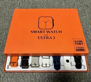 【売れてます】新品未使用 スマートウォッチ ULTRA ウルトラ 黒 保護ケース付 交換ベルト 7個 スポーツリストバンド 健康管理 Bluetooth 