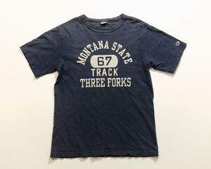 【L】Champion Tシャツ montana state track three forks navy アーチロゴ カレッジ 4段 トリコタグ復刻