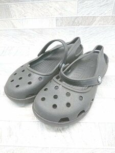 ◇ CROCS クロックス シンプル 軽量 サンダル サイズ7 ブラック レディース P