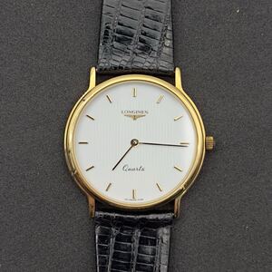 【稼働品】LONGINES ロンジン クォーツ 150 ホワイト文字盤 ゴールドカラー 腕時計 現状品 フェイスサイズ:約33mm