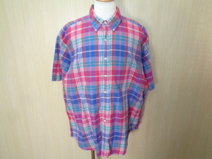 r61◆90s RALPH LAUREN BLAKE シリーズ B.D.半袖チェックシャツ◆ラルフローレン サイズXXL マルチカラー マドラスチェック 6C