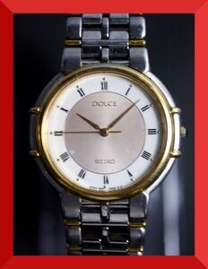 セイコー SEIKO ドルチェ DOLCE クォーツ 3針 純正ベルト 8N41-6160 男性用 メンズ 腕時計 x832 稼働品