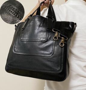 希少モデル●A4収納●極美品/BALLY バリー トートバッグ メンズ 2way オールレザー 本革 肩掛け 斜め掛け ビジネスバッグ ロゴ型押し 黒