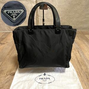 本物☆PRADA プラダ テスートナイロン 三角ロゴ ハンドバッグ 黒 ブラック ミニトートバッグ ビジネス バッグ オールド レディース メンズ