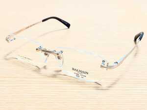 新品　BALMAIN バルマン　日本製　メガネ　眼鏡　高級感　オシャレ　上品　ツーポイント　超弾性　チタン　ゴールド
