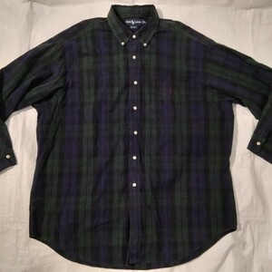 Ralph Lauren BIG SHIRT ラルフローレン ポロ ビッグシャツ シャツ ブラックウォッチ オックスフォード BD 長袖シャツ polo XL 90年代 90