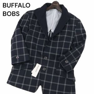 【新品 未使用】 BUFFALO BOBS バッファローボブス 春夏 ウインドウペン★ 7分袖 イタリアンカラー ジャケット Sz.3　メンズ　I4T00769_3#M