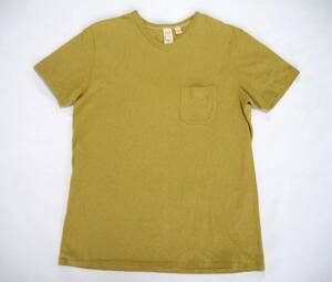 Barns バーンズ Vネック ポケット Tシャツ イエロー(L) Lot.294