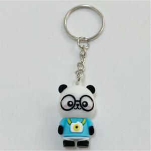 新品　パンダのキーホルダー　　フィギュア型　シリコン製　パンダグッズ　大熊猫　子パンダ 水色　動物　キャラクター