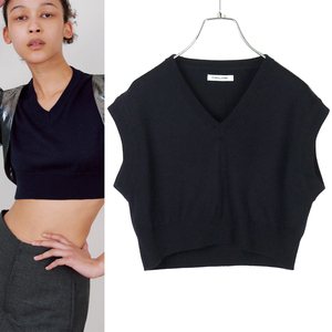 FUMIKA UCHIDA フミカウチダ 23SS KNITTED CROPPED V-NECK VEST クロップド Vネック ベスト ノースリーブニット36ブラック ショート丈