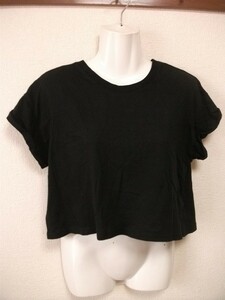 assk3-875☆H&M/エイチアンドエム　半袖カットソー　プルオーバー　無地　丸首　トップス　黒　Sサイズ　綿100%