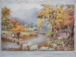 【絵葉書1枚】 The Stepping-Stones, Ambleside /PICTURESQUE ENGLISH LAKES /Raphael Tuck & Sons OILETTE Postcard7287/ヴィンテージ37-6