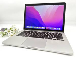 【良品】Apple MacBook Pro(Retina,13-inch, Early 2015) A1502 Core i5(5257U)/2.7GHz RAM:8GB/SSD:256GB USキー Monterey 動作品