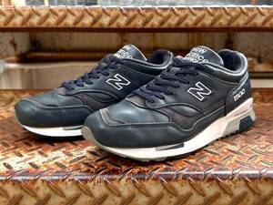 製造終了 UK製 オールレザー New Balance M1500NAV US7.5 25.5cm ダークネイビー 中古 イギリス英国製 NB 紺 スニーカー Made In England