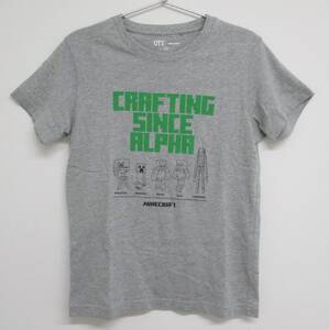 ★1109【送料無料】UT UNIQLO ユニクロ MINECRAFT マインクラフト マイクラ 150 ジュニア Tシャツ 半袖 グレー