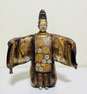 金属工芸 舞翁 広袖 能楽人形 置物 インテリア　能　高さ約31cm 舞翁　鋳造物　舞翁能面 能楽人形 狂言師 置物 美術工芸 伝統工芸 作者年代