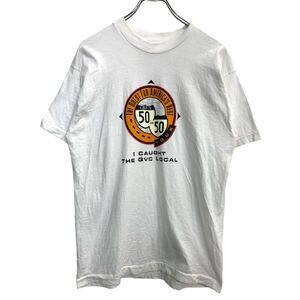 FRUIT OF THE LOOM 半袖 プリント Tシャツ Lサイズ フルーツオブザルーム シングルステッチ ホワイト コットン USA製 t2408-3381