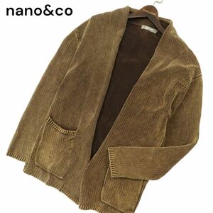 nano&co ナノユニバース ウォッシュ加工 レーヨン混★ ニット 羽織り ガウン カーディガン Sz.S　メンズ キャメル 茶色系　A4T01342_2#L