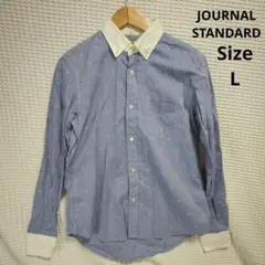 【人気☆JOURNAL STANDARD】青　白　イカリ柄シャツ　サイズL