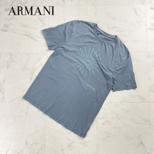 美品 ARMANI EXCHANGE アルマーニエクスチェンジ フロントプリントTシャツ 半袖カットソー トップス メンズ 青 サイズXS*SC1194