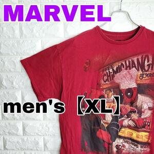 C309【MARVEL】半袖プリントTシャツ【メンズXL】レッド