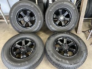 21年製 バリ山 プラド265/65R17 17×7.5J +25 6-139.7 アルミホイール バランス調整済 トヨタ ハイラックス ミシュラン 島根県 大田市