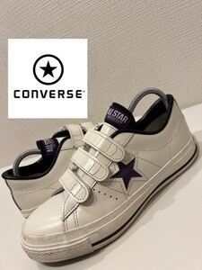 ★日本製★CONVERSE★コンバース★ONE STAR J V-3★ワンスター★ベルクロ★レザー★ホワイト×パープル★白×紫★US5.5★24.5cm★