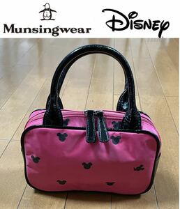 ★Munsingwear & DISNEY SPORT マンシングウェア&ディズニー★ピンクカラーにミッキーが可愛い！ラウンドポーチ