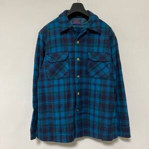 美品 ヴィンテージ ペンドルトン ウール オープンカラー シャツ L PENDLETON オンブレ チェック vintage ビンテージ 70 年代