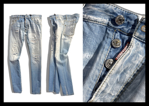 定価8.6万 ディースクエアード DSQUARED2 ヴィンテージライクな リペア&クラッシュ デニムパンツ ジーンズ COOL GUY JEAN イタリア製 48