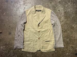 COMME des GARCONS HOMME PLUS 96AW 袖リネン切替 コットン3Bジャケット AD1996 90s コムデギャルソンオムプリュス PJ-10113M