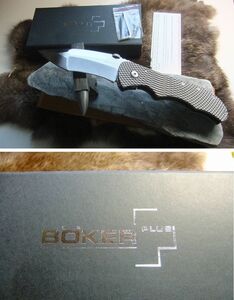 BOKER PLUS「MANARO」「440C鋼」。チタンハンドル。手研25度本刃付済。天然石使用