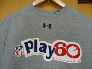 即決　ハワイ　アンダーアーマー　NFL　アメフト　PLAY 60　Ｔシャツ　グレー色　Ｍ　ポリ素材