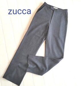 ☆新品未使用デッドストック美品希少90s★zuccaズッカ★紺ストライプ暖かウールパンツ Sサイズ送料込