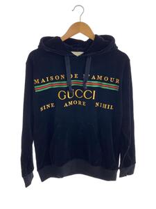 GUCCI◆ベロアスウェットパーカー/XS/コットン/BLK