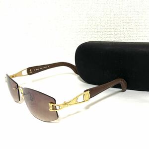 1円スタート！ 超希少 超美品 Cartier カルティエ マストライン レザー ゴールド金具 サングラス 眼鏡 度なし ボルドー ラインストーン