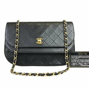 【1円～】シャネル CHANEL バッグ ショルダーバック マトラッセ 2番台 Wフラップ チェーンショルダー レザー ブラック 中古