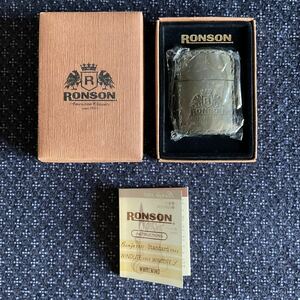 未使用【ロンソン RONSON ウインドライトL革巻きオイルライター グリーン 保証書 ケース付き 保管品】