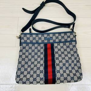 【29】1円スタート！　GUCCI　グッチ　GGキャンバス　シェリーライン　388926　ショルダーバッグ　中古品　保管品