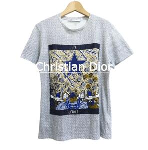 美品 Christian Dior クリスチャンディオール サイズS FANTAISIE TAROT LETOILE プリント クルーネック 半袖 Tシャツ カットソー 紺 白