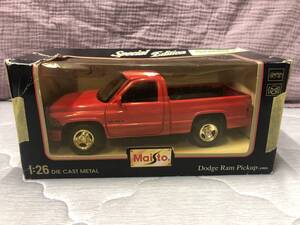 当時物！在庫品・Maisto・1/26 Dodge Ram Pickup(1995)・未開封品・現品限り！ 