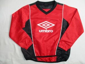 BG133【umbro・アンブロ】ロゴプリント　長袖　ピステ　男女児　赤・黒　130