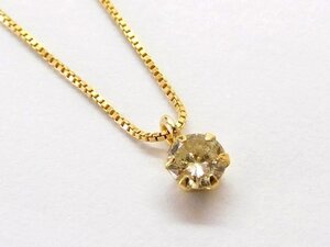 3F 美品 K18 イエローゴールド ダイヤ0.10ct ☆ 1.0g ネックレス レディース □6D6E フト00