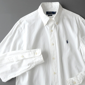ポロラルフローレン サマーオックスコットン ボタンダウンシャツ ポニー刺繍 ホワイト(M)