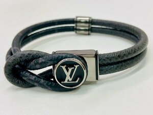 【送料無料/美品】LOUIS VUITTON ルイヴィトン LV ブレスレット ブラスレ・ループイット 21サイズ M6780 BC1292 レザー×メタル ブラック系