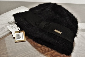 DSQUARED2 ディースクエアード Angola Fur Hat アンゴラ バケット（クロッシュ）型 × 中折れ型 2WAY ファー ハット 黒 M 未使用